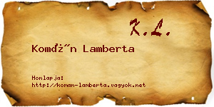 Komán Lamberta névjegykártya